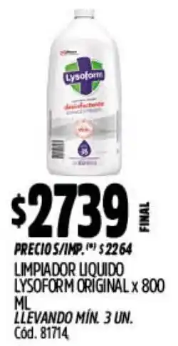Supermercados Yaguar Lysoform limpiador liquido original oferta