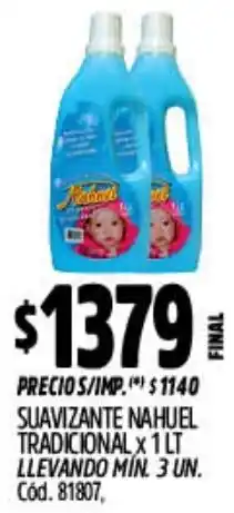 Supermercados Yaguar Nahuel suavizante tradicional oferta