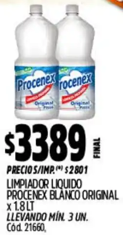 Supermercados Yaguar Procenex limpiador liquido blanco original oferta