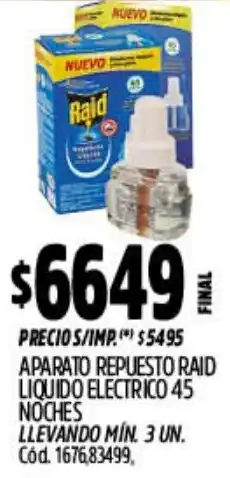 Supermercados Yaguar Raid aparato repuesto liquido electrico oferta