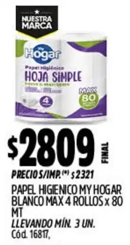 Supermercados Yaguar My hogar papel higienico blanco max oferta