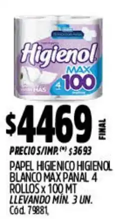Supermercados Yaguar Higienol papel higienico blanco max panal oferta