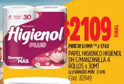 Supermercados Yaguar Higienol papel higienico dh c/manzanilla oferta