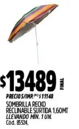 Supermercados Yaguar Sombrilla recko reclinable surtida oferta