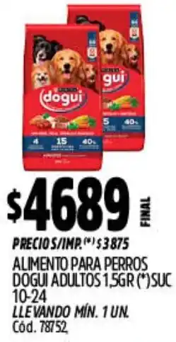 Supermercados Yaguar Dogui alimento para perros adultos oferta