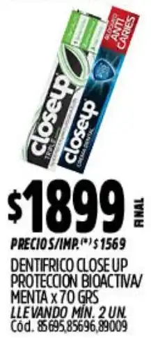 Supermercados Yaguar Close up dentifrico proteccion bioactiva/ menta oferta