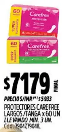 Supermercados Yaguar Carefree protectores largos/tanga oferta