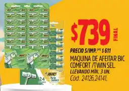 Supermercados Yaguar Bic maquina de afeitar comfort /twin sel. oferta