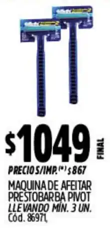 Supermercados Yaguar Gillette maquina de afeitar prestobarba pivot oferta