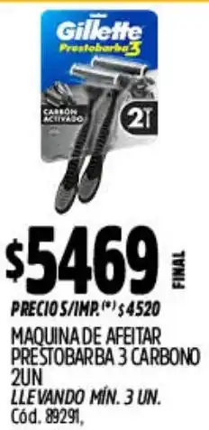 Supermercados Yaguar Gillette maquina de afeitar prestobarba 3 carbono oferta