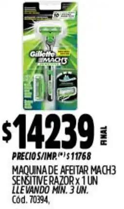 Supermercados Yaguar Gillette maquina de afeitar mach3 sensitive razor oferta