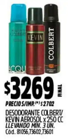 Supermercados Yaguar Colbert/ kevin desodorante aerosol oferta