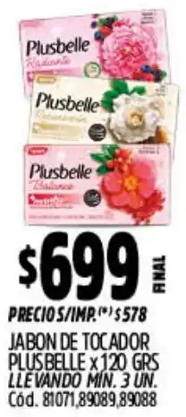 Supermercados Yaguar Plusbelle jabon de tocador oferta
