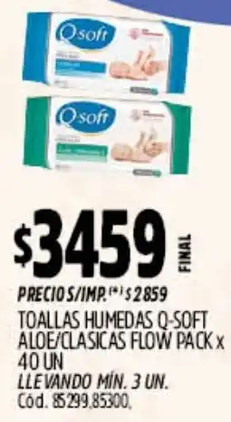 Supermercados Yaguar Q-soft toallas humedas aloe/clasicas flow pack oferta
