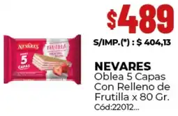 Diarco Nevares oblea 5 capas con relleno de frutilla oferta