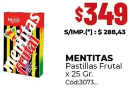 Diarco Mentitas pastillas frutal oferta