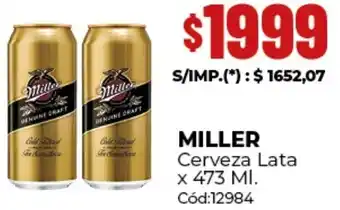 Diarco Miller cerveza lata oferta