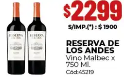 Diarco Reserva de los andes vino malbec oferta