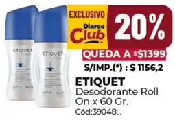 Diarco Etiquet desodorante roll on oferta