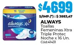 Diarco Always toallas femeninas xtra triple protec noche oferta