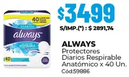 Diarco Always protectores diarios respirable anatómico oferta