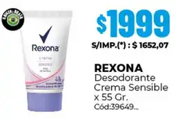 Diarco Rexona desodorante crema sensible oferta