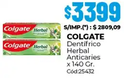 Diarco Colgate dentifrico herbal anticaries oferta