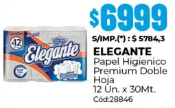 Diarco Elegante papel higienico premium doble hoja oferta