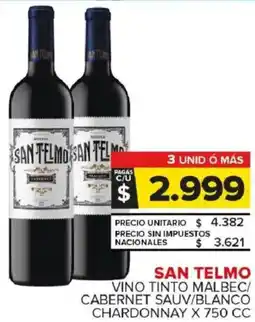 Carrefour Maxi San telmo | vino tinto malbec/ cabernet sauv/blanco chardonnay oferta