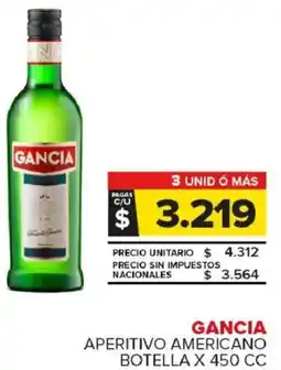 Carrefour Maxi Gancia aperitivo americano botella oferta