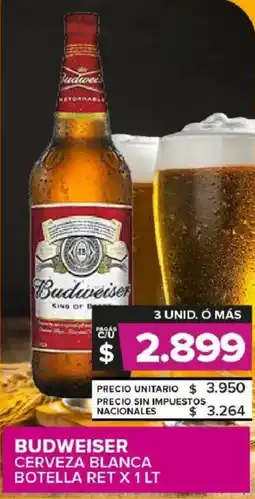 Carrefour Maxi Budweiser cerveza blanca botella ret oferta