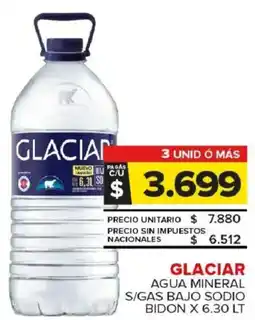 Carrefour Maxi Glaciar agua mineral s/gas bajo sodio bidon oferta