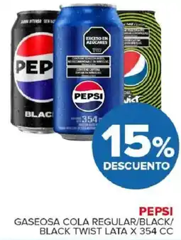 Carrefour Maxi Pepsi gaseosa cola regular/black/ black twist lata oferta