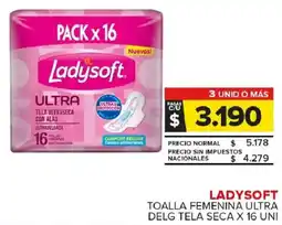 Carrefour Maxi Ladysoft toalla femenina ultra delg tela seca oferta