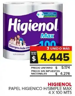 Carrefour Maxi Higienol papel higienico h/simple max oferta