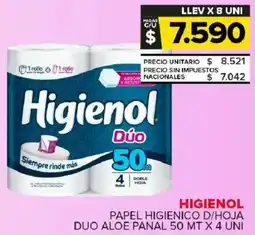 Carrefour Maxi Higienol papel higienico d/hoja duo aloe panal oferta