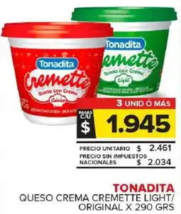 Carrefour Maxi Tonadita queso crema cremette light/ original oferta