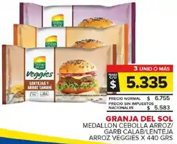 Carrefour Maxi Granja del sol medallon cebolla arroz/ garb calab/lenteja arroz veggies oferta