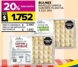 Carrefour Maxi Bulnez ravioles varios sabores plancha oferta