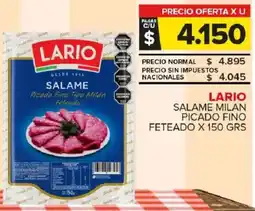 Carrefour Maxi Lario salame milan picado fino feteado oferta