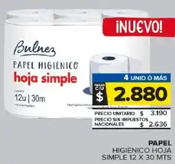 Carrefour Maxi Bulnez papel higienico hoja simple oferta