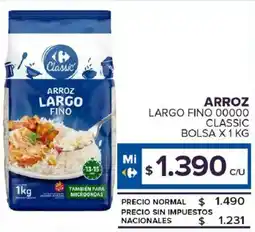 Carrefour Maxi Arroz largo fino 00000 classic bolsa oferta