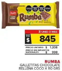 Carrefour Maxi Rumba galletitas chocolate rellena coco oferta