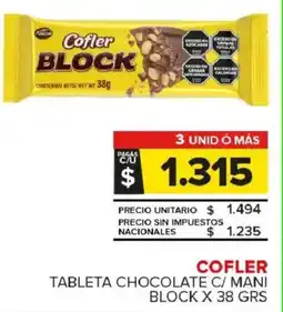 Carrefour Maxi Cofler tableta chocolate c/ mani block oferta