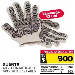 Carrefour Maxi Guante algodon moteado gris pack oferta