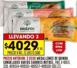 Coto Medallones de quinoa congelados varios sabores nutree, paq. oferta