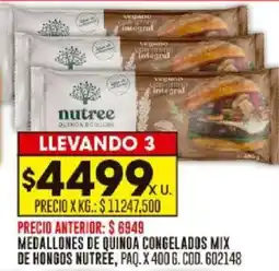 Coto Medallones de quinoa congelados mix de hongos nutree, paq. oferta
