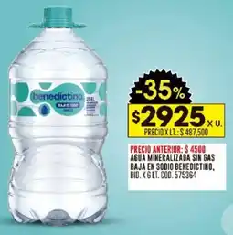 Coto Benedictino agua mineralizada sin gas baja en sodio bid. oferta