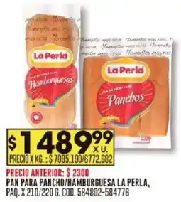 Coto La perla pan para pancho/hamburguesa paq. oferta