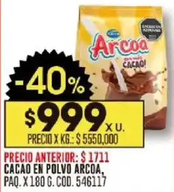 Coto Arcoa cacao en polvo paq. oferta